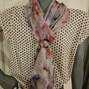 Scarf Sheer Water color garden, pink